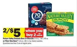 Meijer Nature Valley Granola Bars or Biscuits 5-6 ct./. 78-1.49 oz. or Fiber One Bars 5-6 ct./. 89-1.4 oz offer