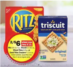 Meijer Ritz 8.8-13.7 oz., Triscuit 6.5-8.5 oz., Wheat Thins 8-9 oz. or Good Thins Crackers 3.5-4 oz offer