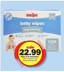 Meijer Meijer 12 Pk. Baby Wipes offer