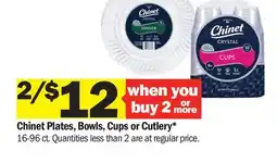 Meijer Chinet Plates, Bowls, Cups or Cutlery offer