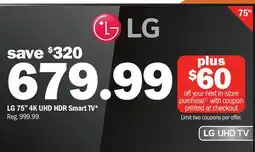 Meijer LG 75 4K UHD HDR Smart TV offer