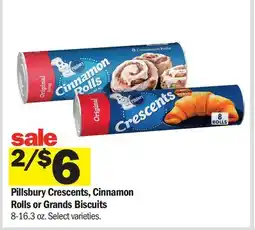 Meijer Pillsbury Crescents, Cinnamon Rolls or Grands Biscuits offer