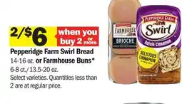 Meijer Pepperidge Farm Swirl Bread 14-16 oz. or Farmhouse Buns 6-8 ct./13.5-20 oz offer