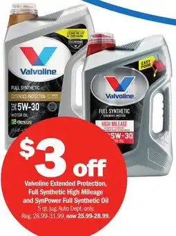 Meijer Valvoline Extended Protection, Full Synthetic High Mileage and SynPower Full Synthetic Oil offer