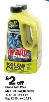 Meijer Drano Twin Pack Max Gel Clog Remover offer