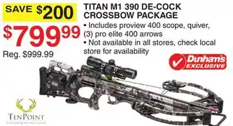Dunham's Sports TITAN M1 390 DE-COCK CROSSBOW PACKAGE offer