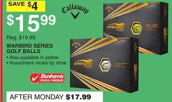 Dunham's Sports WARBIRD SERIES GOLF BALLS offer