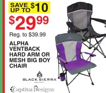 Dunham's Sports BLACK SIERRA ALPHA VENTBACK HARD ARM OR MESH BIG BOY CHAIR offer