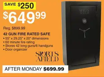 Dunham's Sports SPORTS AFIELD 42 GUN FIRE RATED SAFE offer