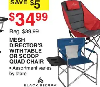 Dunham's Sports BLACK SIERRA MESH DIRECTOR'S WITH TABLE OR SCOOP QUAD CHAIR offer