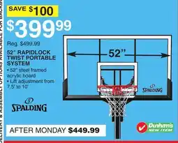 Dunham's Sports SPALDING 52 RAPIDLOCK TWIST PORTABLE SYSTEM offer