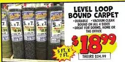 Ollie's LEVEL LOOP BOUND CARPET offer