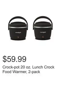 Costco Crock-pot 20 oz. Lunch Crock Food Warmer, 2-pack offer