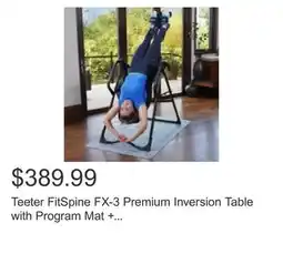 Costco Teeter FitSpine FX-3 Premium Inversion Table with Program Mat + Comfort Cushion offer
