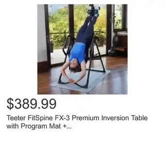 Costco Teeter FitSpine FX-3 Premium Inversion Table with Program Mat + Comfort Cushion offer