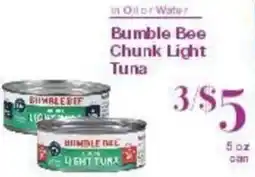 Fine Fare Bumble Bee Chunk Light Tuna offer