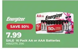 Runnings Energizer 16 Pack AA or AAA Batteries offer