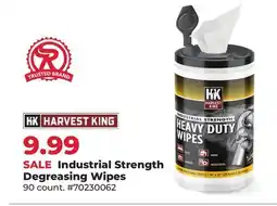 Runnings Harvest King Industrial Strength Degreasing Wipes offer