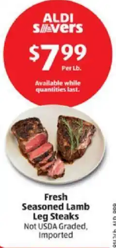 Aldi Fresh Seasoned Lamb Leg Steaks offer