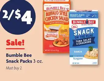 Family Dollar Bumble Bee Snack Packs offer