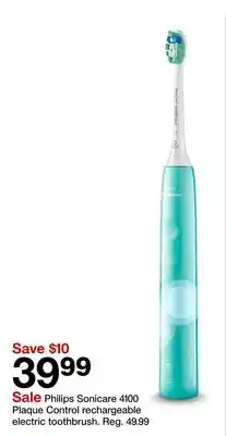 Target Philips Sonicare 4100 Plaque Control rechargeable electric toothbrush offer