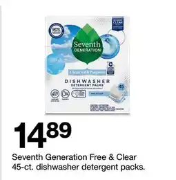 Target Seventh Generation Free & Clear 45-ct. dishwasher detergent packs offer