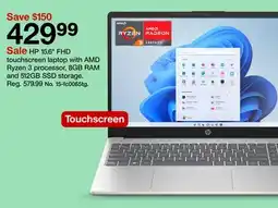 Target HP 15.6 FHD touchscreen laptop with AMD Ryzen 3 processor, 8GB RAM and 512GB SSD storage offer
