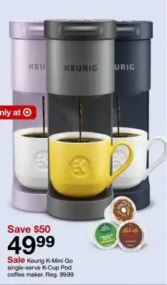 Target Keurig K-Mini Go single-serve K-Cup Pod coffee maker offer