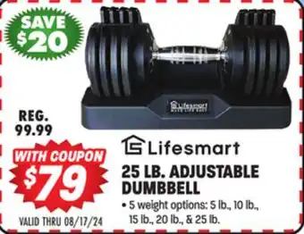 Big 5 Lifesmart 25 lb. Adjustable Dumbbell offer