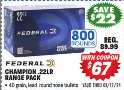 Big 5 Federal Champion 22LR 800-Round Range Pack offer