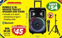Big 5 Max Power Rumble 12 Woofer Bluetooth Trolley Speaker with Stand offer