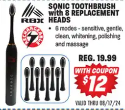 Big 5 RBX Sonic Rechargeable Toothbrush with 8 Replacement Heads offer