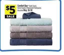 Dollar General Comfort Bay Bath Towel, Hand Towel or Washcloth Multipacks offer