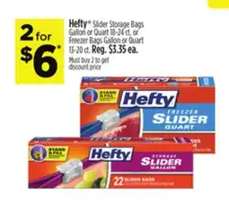 Dollar General Hefty Slider Storage Bags Gallon or Quart 18-24 ct. or Freezer Bags Gallon or Quart 13-20 ct offer