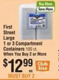 Smart & Final First Street Large 1 or 3 Compartment Containers offer