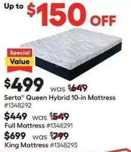 Lowe's Serta Queen Hybrid 10-in Mattress offer
