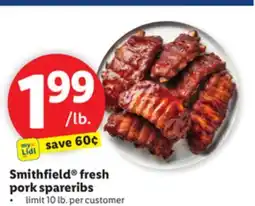 Lidl Smithfield fresh pork spareribs offer