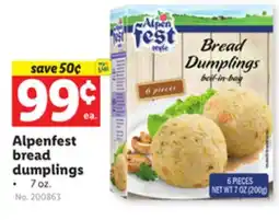 Lidl Alpenfest bread dumplings offer