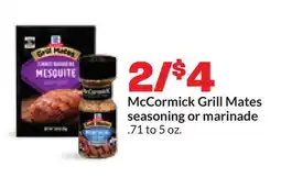 Hy-Vee McCormick Grill Mates seasoning or marinade offer