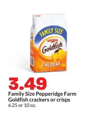 Hy-Vee Family Size Pepperidge Farm Goldfish crackers or crisps offer