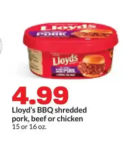 Hy-Vee Lloyd's BBQ shredded pork, beef or chicken offer