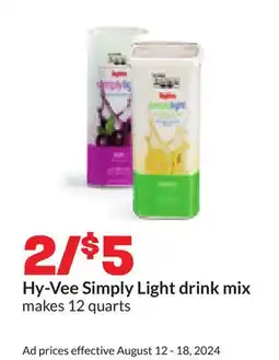 Hy-Vee Hy-Vee Simply Light drink mix offer