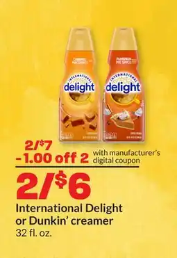 Hy-Vee International Delight or Dunkin' creamer offer