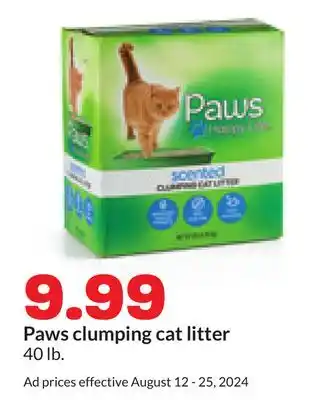 Hy-Vee Paws clumping cat litter offer