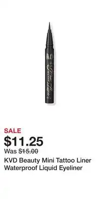 Ulta Beauty KVD Beauty Mini Tattoo Liner Waterproof Liquid Eyeliner offer
