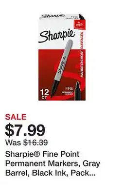 Office Depot Sharpie Fine Point Permanent Markers, Gray Barrel, Black Ink, Pack Of 12 offer