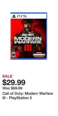 Game Stop Call of Duty: Modern Warfare III - PlayStation 5 offer
