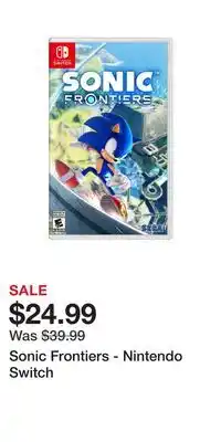 Game Stop Sonic Frontiers - Nintendo Switch offer