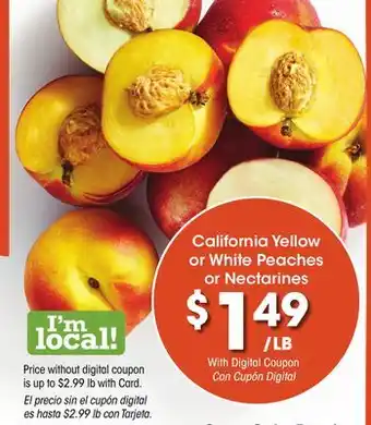 Ralphs California Yellow or White Peaches or Nectarines offer