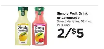 Food 4 Less Simply Fruit Drink or Lemonade offer